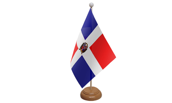 Dominican Republic Small Flag with Wooden Stand